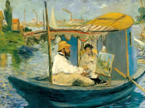 Monet paignant dans son atelier flottant