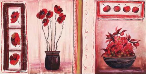 Fiori e ciliegie rosse